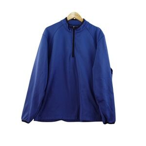 Pebble Beach Performance Mens L Blue Pullover 1/4 Zip Long Sleeve Golf Sweater